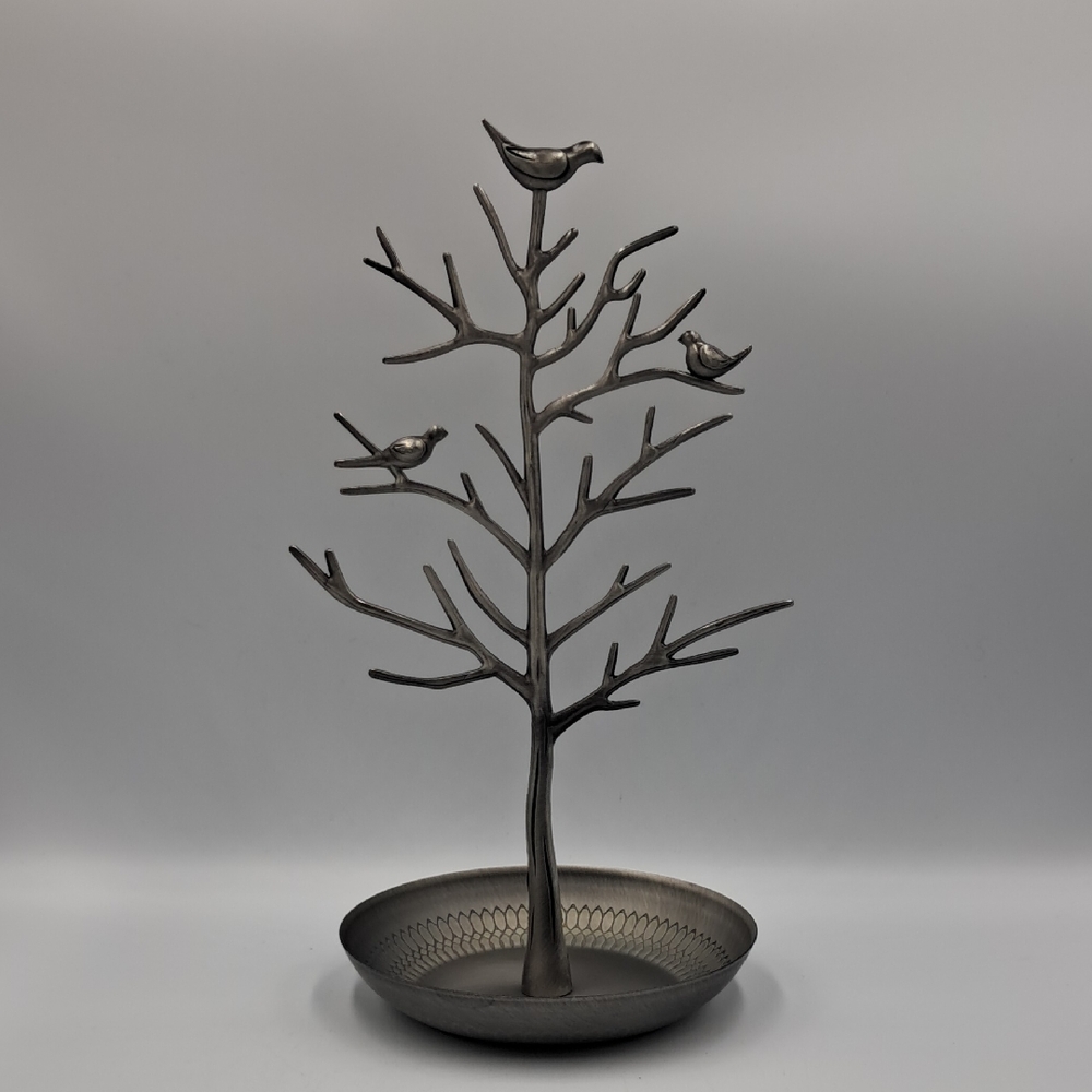 Elegant 12" Silver Tree Jewlery with Birds